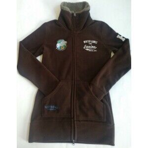 Horze Supreme Sport Fair Hill International Brown Fleece Zip-up Jacket Size XXS